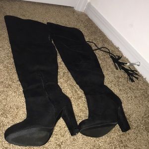 Black thigh high boots